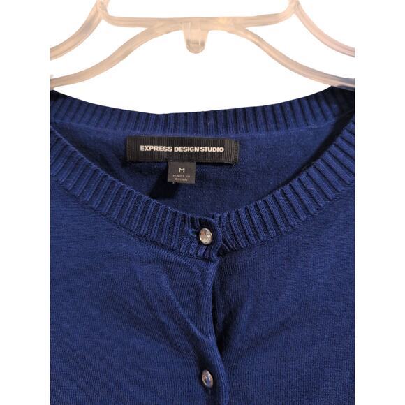 Express Design Studio Dark Purple Cardigan with Crystal Buttons – Chic & Elegant - Picture 2 of 3